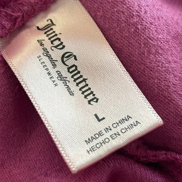 Juicy Couture Vintage Fuchsia Textured Velour Bling Track Pants Size Large - Picture 3 of 8